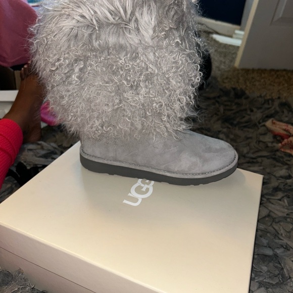 UGG Shoes - UGG Gray Fluffy Boots